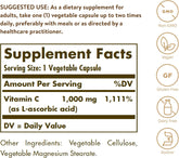 Solgar Vitamin C 1000 mg, 100 Vegetable Capsules - Antioxidant & Immune Support - Overall Health - Healthy Skin & Joints - Bioflavonoids Supplement - Non-GMO, Vegan, Gluten Free, Kosher - 100 Servings